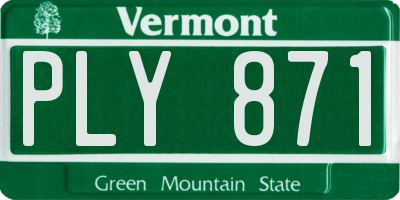 VT license plate PLY871