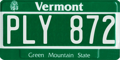 VT license plate PLY872