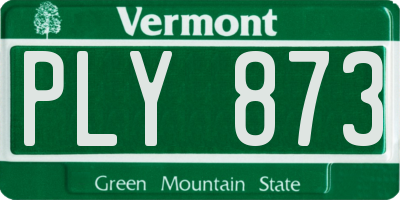 VT license plate PLY873
