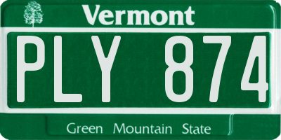 VT license plate PLY874