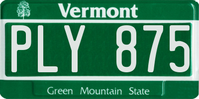 VT license plate PLY875