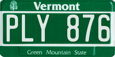 VT license plate PLY876