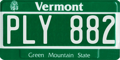 VT license plate PLY882