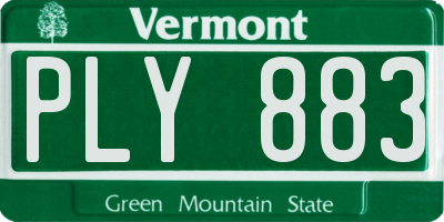 VT license plate PLY883
