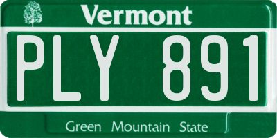 VT license plate PLY891