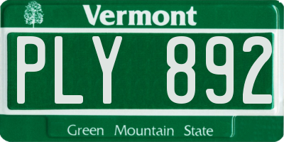 VT license plate PLY892