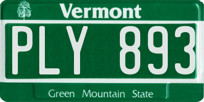 VT license plate PLY893