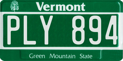 VT license plate PLY894
