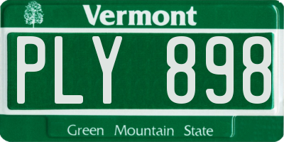 VT license plate PLY898