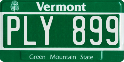 VT license plate PLY899