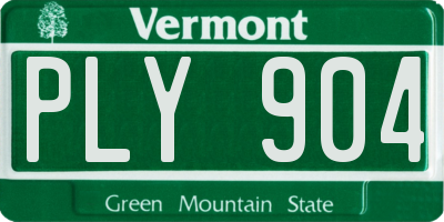 VT license plate PLY904