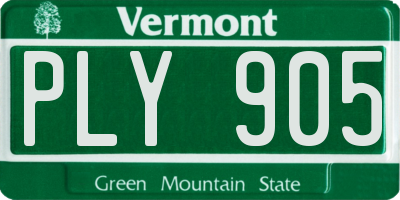 VT license plate PLY905