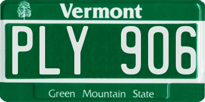VT license plate PLY906