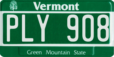 VT license plate PLY908