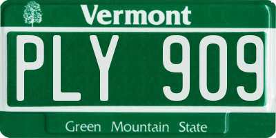 VT license plate PLY909