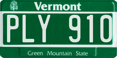 VT license plate PLY910