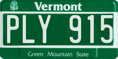VT license plate PLY915