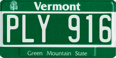 VT license plate PLY916