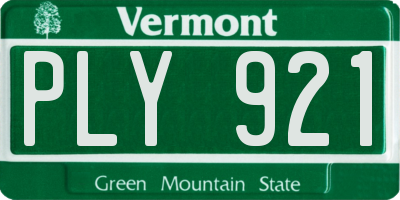VT license plate PLY921