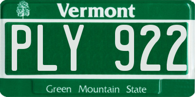 VT license plate PLY922