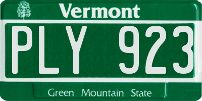 VT license plate PLY923