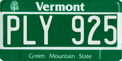 VT license plate PLY925