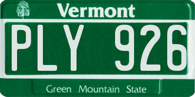 VT license plate PLY926