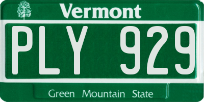 VT license plate PLY929