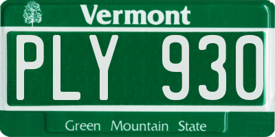 VT license plate PLY930