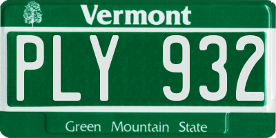 VT license plate PLY932