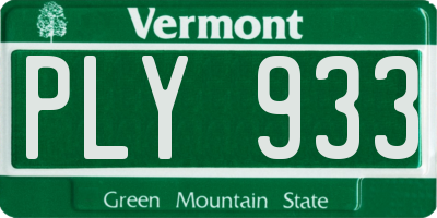 VT license plate PLY933