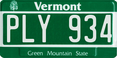 VT license plate PLY934