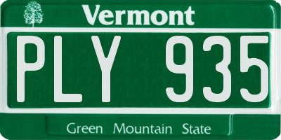 VT license plate PLY935