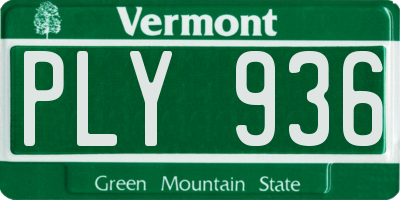 VT license plate PLY936