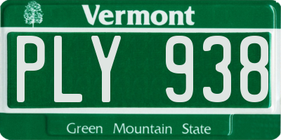 VT license plate PLY938