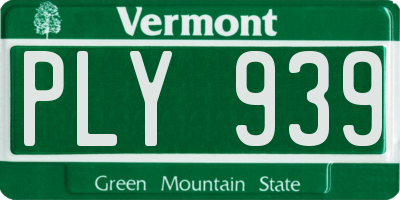 VT license plate PLY939