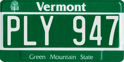 VT license plate PLY947
