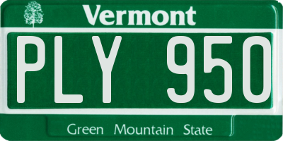 VT license plate PLY950