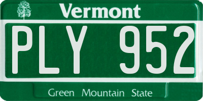 VT license plate PLY952