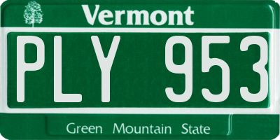VT license plate PLY953