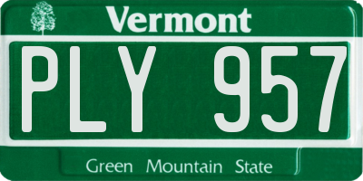 VT license plate PLY957