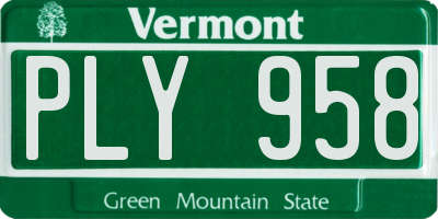 VT license plate PLY958