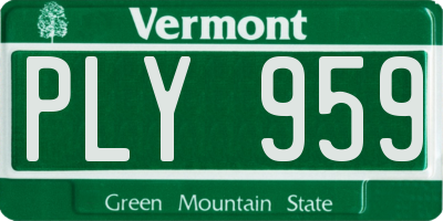 VT license plate PLY959