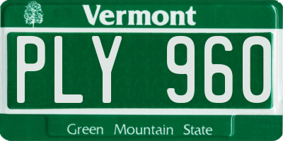 VT license plate PLY960