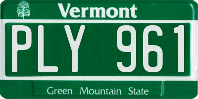 VT license plate PLY961