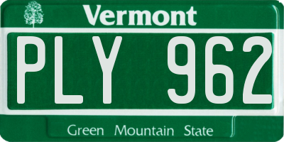 VT license plate PLY962