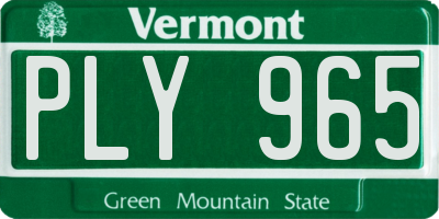 VT license plate PLY965