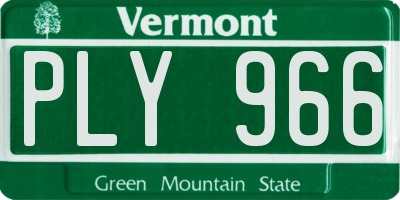 VT license plate PLY966