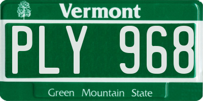 VT license plate PLY968