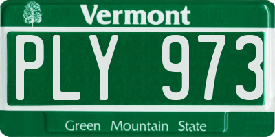 VT license plate PLY973